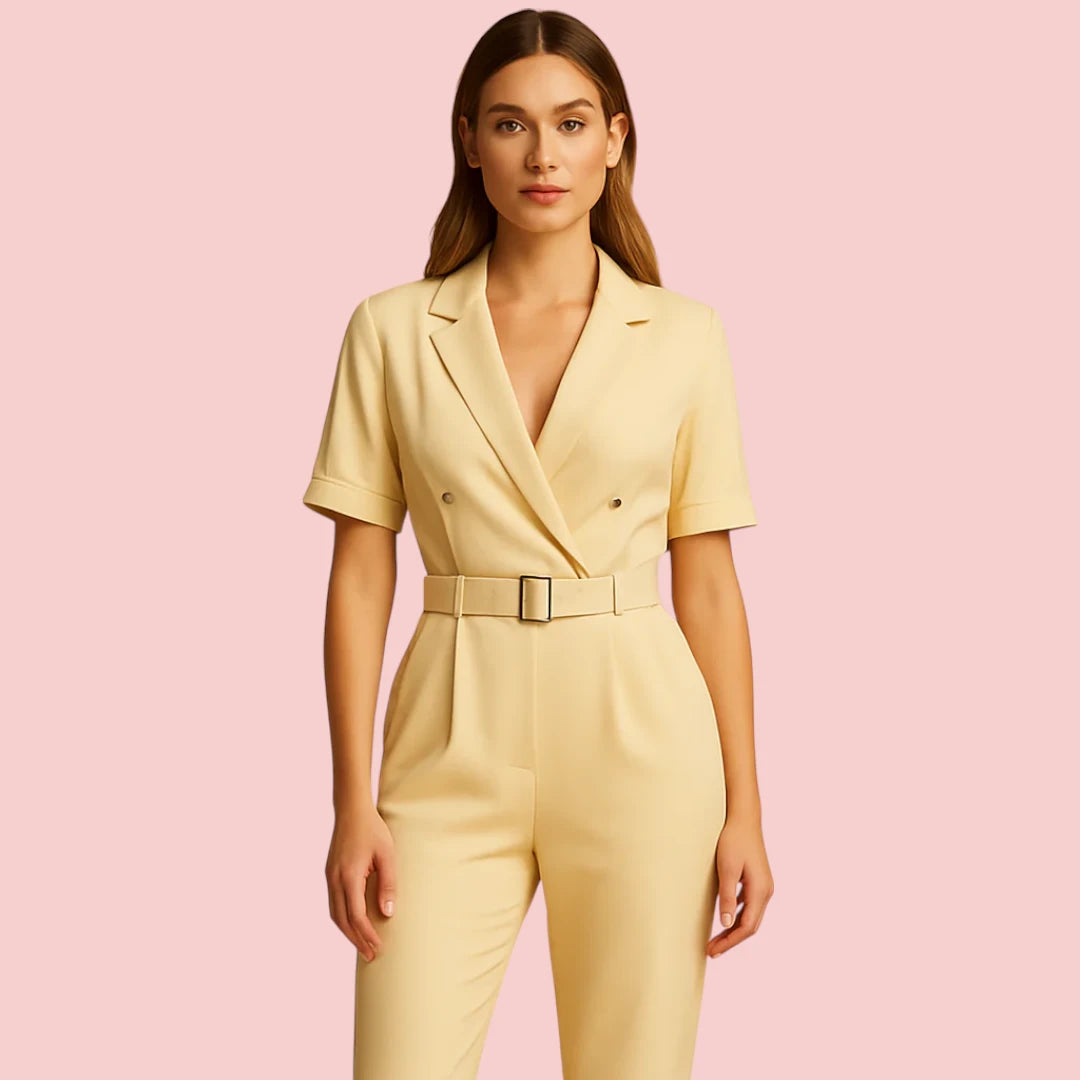 Dames Jumpsuit – Reverskraag & Hoge Taille