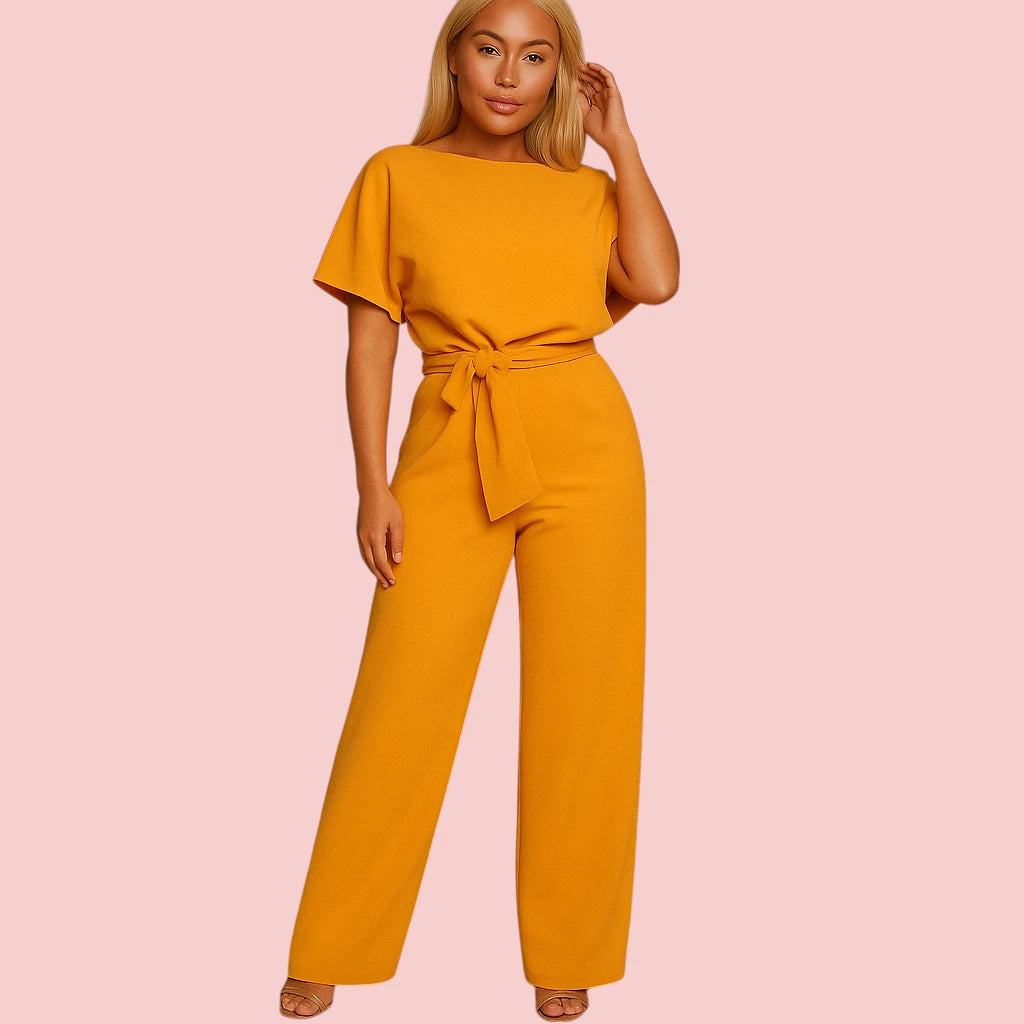 Dames Jumpsuit – Vlindermouw & Wijde Pijpen voor Verfijnde Elegantie