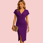 Dames Midi Jurk – V-Hals & Split voor Elegante Avondlooks