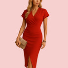 Dames Midi Jurk – V-Hals & Split voor Elegante Avondlooks