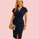 Dames Midi Jurk – V-Hals & Split voor Elegante Avondlooks