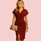 Dames Midi Jurk – V-Hals & Split voor Elegante Avondlooks