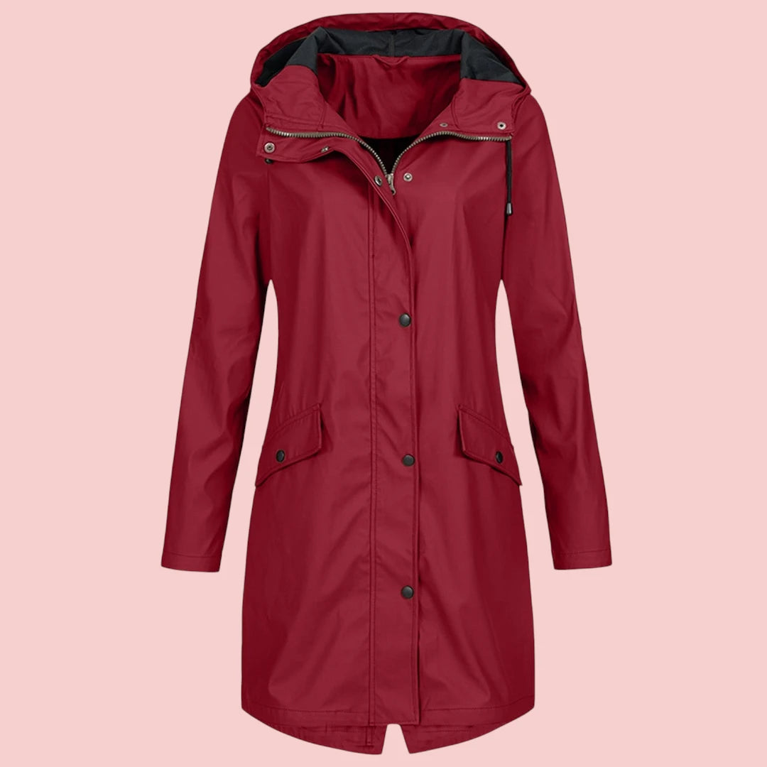 Dames Regenjas Stijlvolle Winddichte Waterdichte Lange Jas Met Capuchon