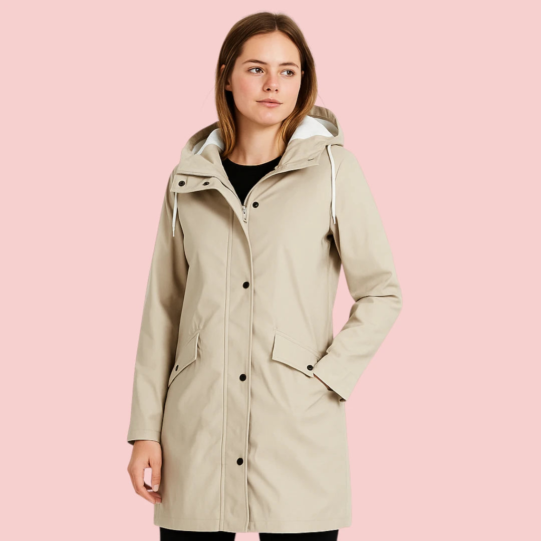 Dames Regenjas Stijlvolle Winddichte Waterdichte Lange Jas Met Capuchon