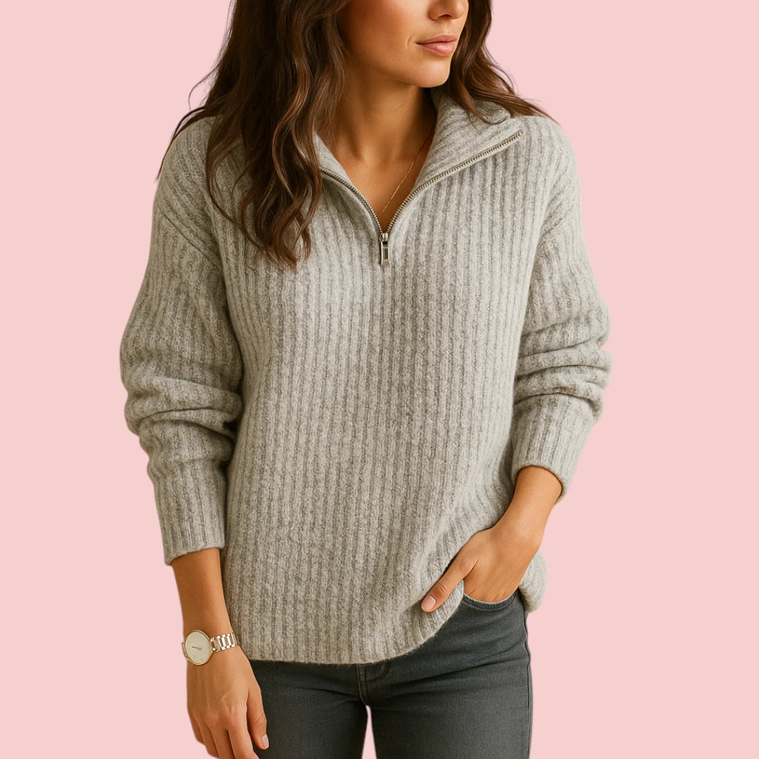 Dames Trui Chique Trui Met Halve Rits En Comfortabele Pasvorm Voor Casual En Kantoor