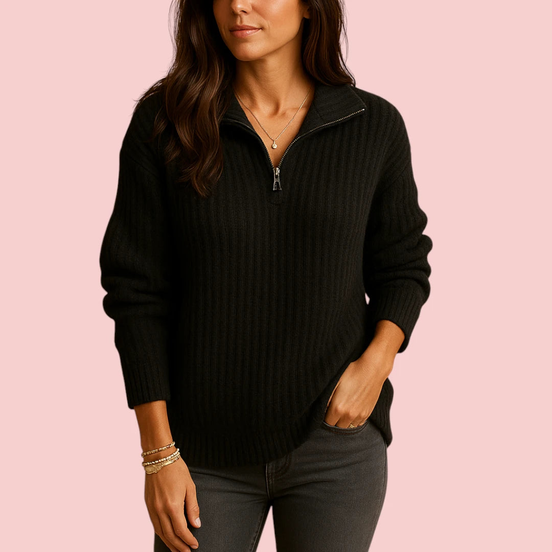 Dames Trui Chique Trui Met Halve Rits En Comfortabele Pasvorm Voor Casual En Kantoor